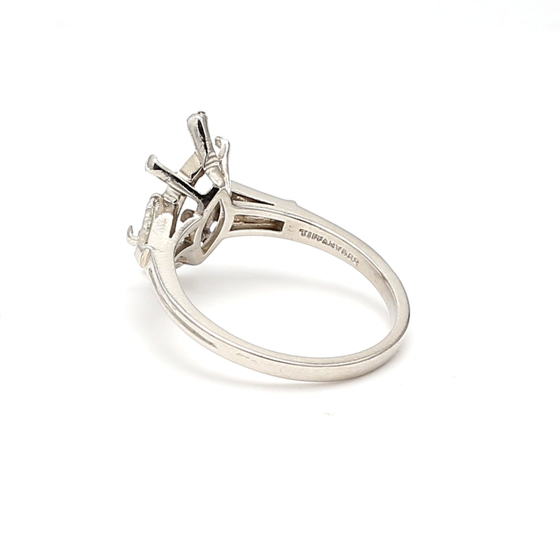Tiffany & Co 0.40 Carat Tapered Baguette Shape F VS1 Diamond Platinum Semi Mount Ring
