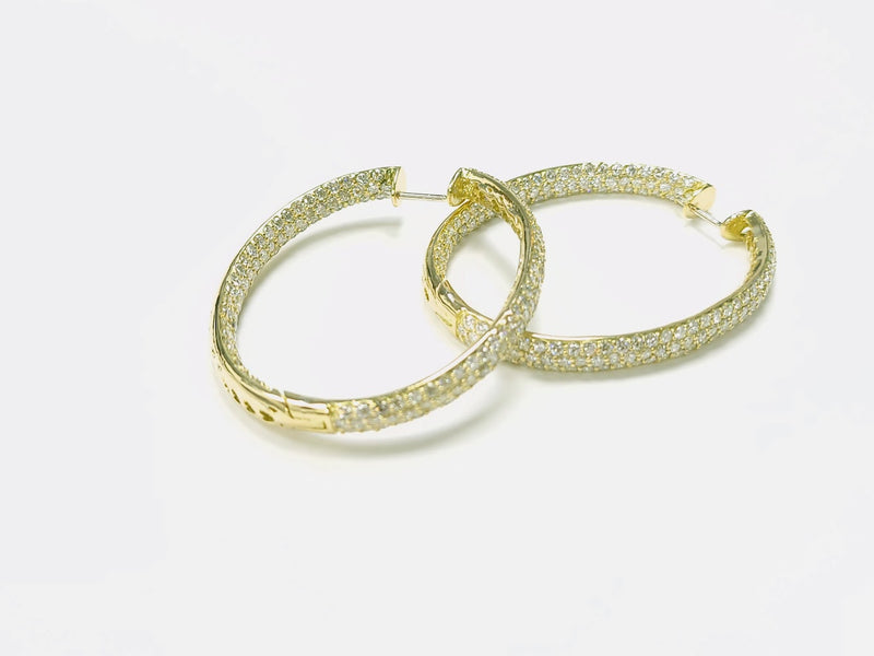 11.30 Carat G VS2 Diamond 18 Karat Yellow Gold C-Hoop Earring