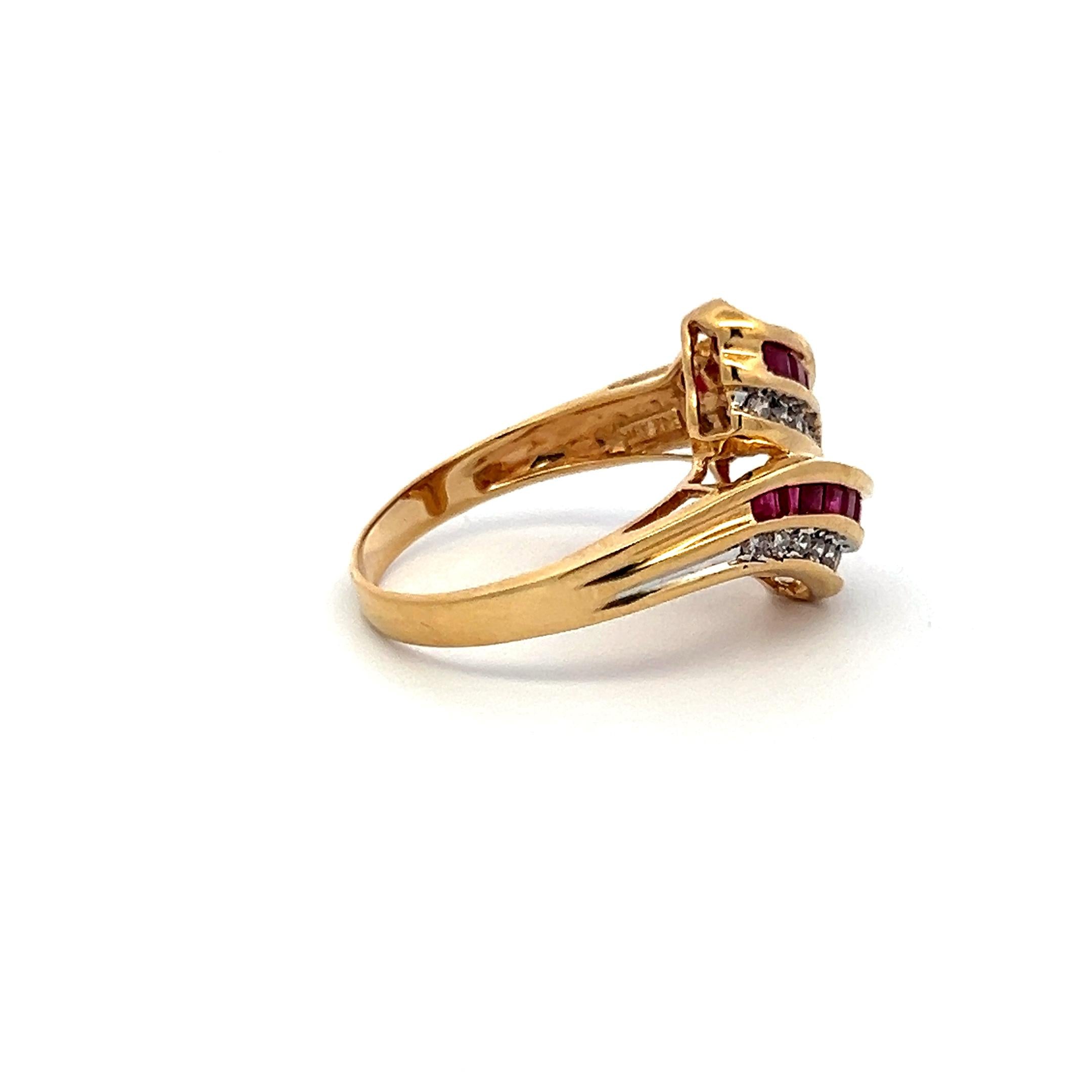 0.60ct Ruby & 0.17ct Round Brilliant Diamond Cocktail Ring in 14K Yellow Gold