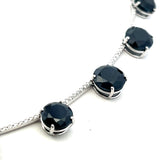 40.50 Carat Sapphire 3.30 Carat Round  F VS1 Diamond Platinum Necklace