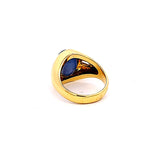 10.00 Carat Sapphire 0.14 Carat Baguette Diamond 18K Yellow Gold Cocktail Ring