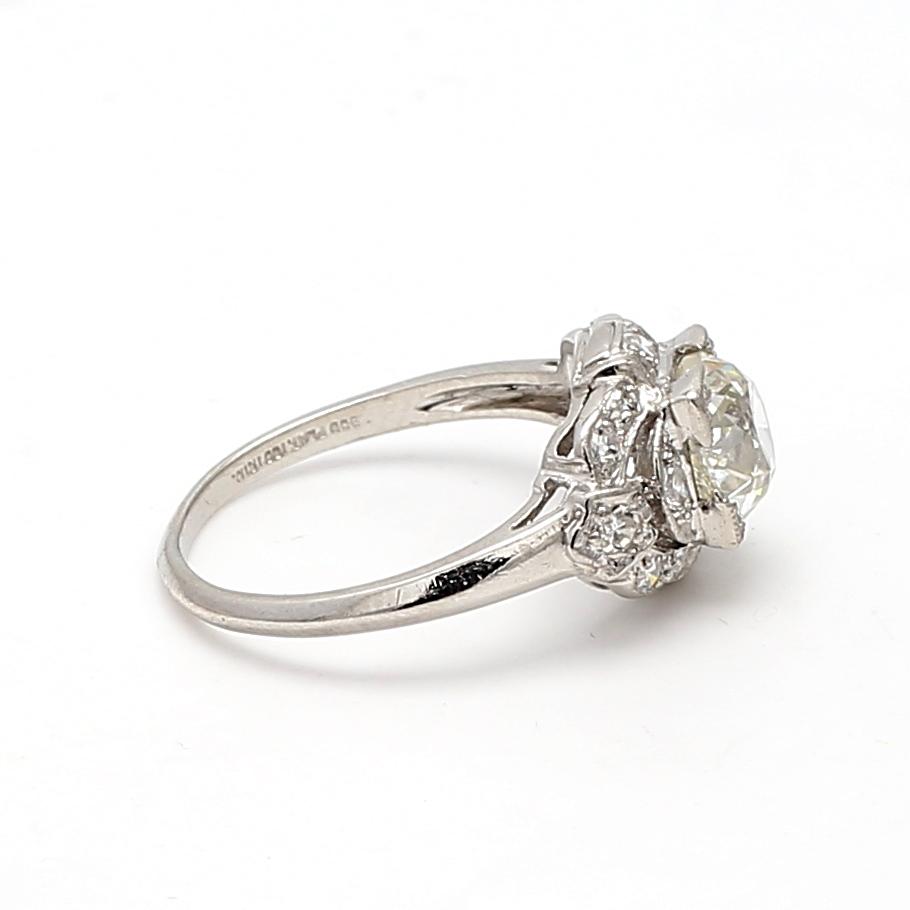 Platinum Wedding Ring with 1.42ct Old European Cut Diamonds Size 6 K-VS1 GIA