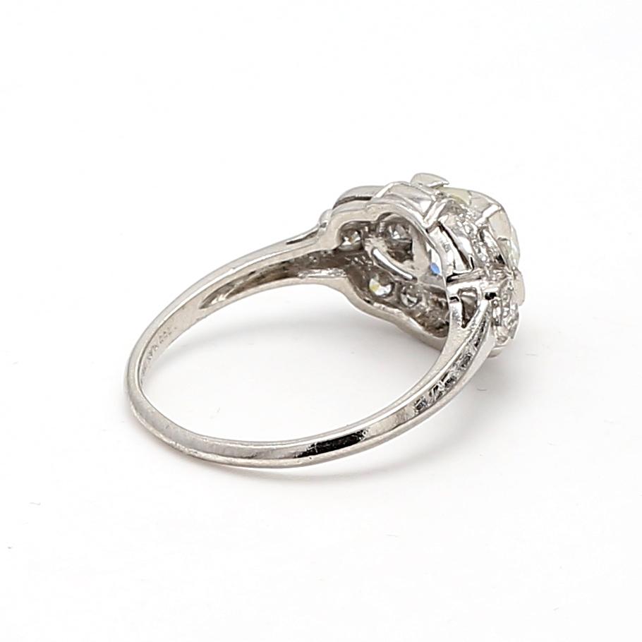 Platinum Wedding Ring with 1.42ct Old European Cut Diamonds Size 6 K-VS1 GIA