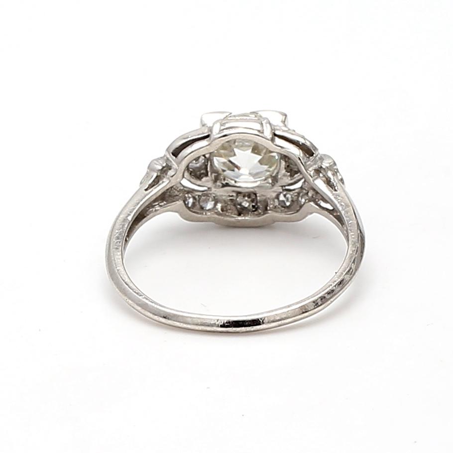 Platinum Wedding Ring with 1.42ct Old European Cut Diamonds Size 6 K-VS1 GIA