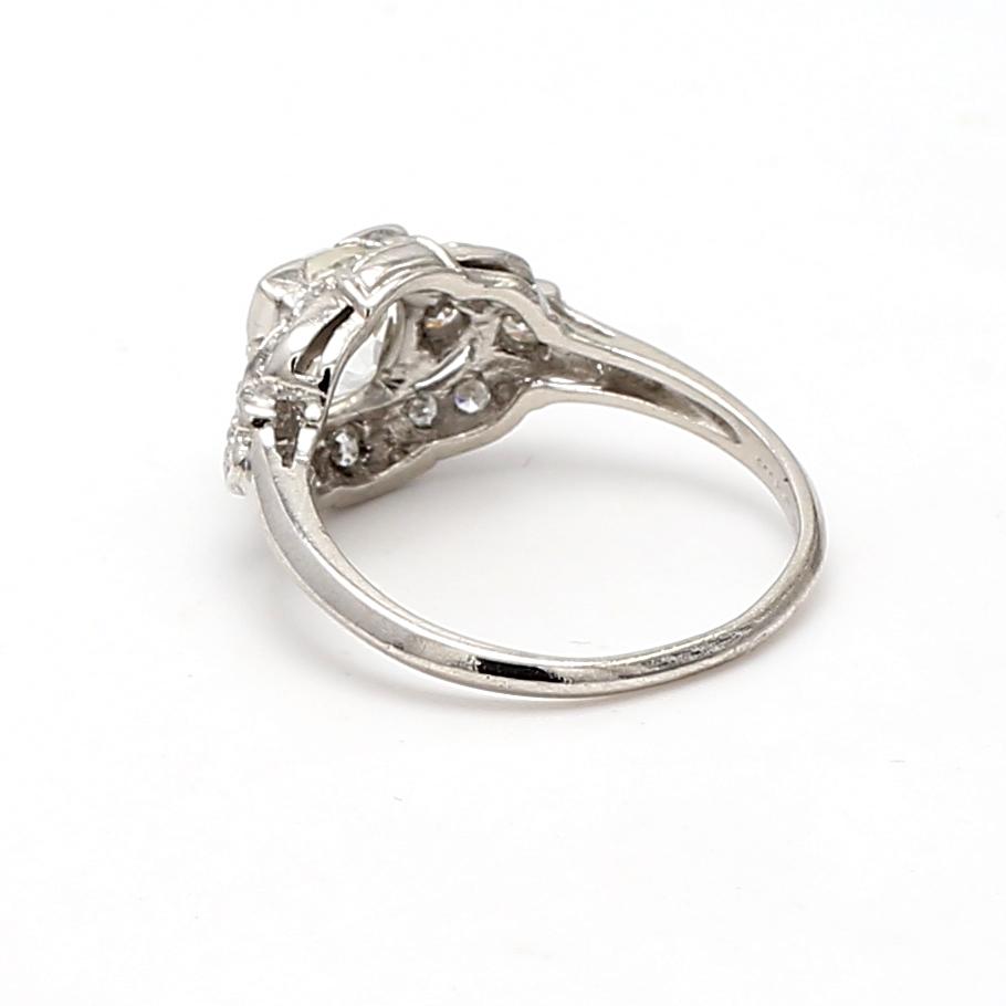 Platinum Wedding Ring with 1.42ct Old European Cut Diamonds Size 6 K-VS1 GIA