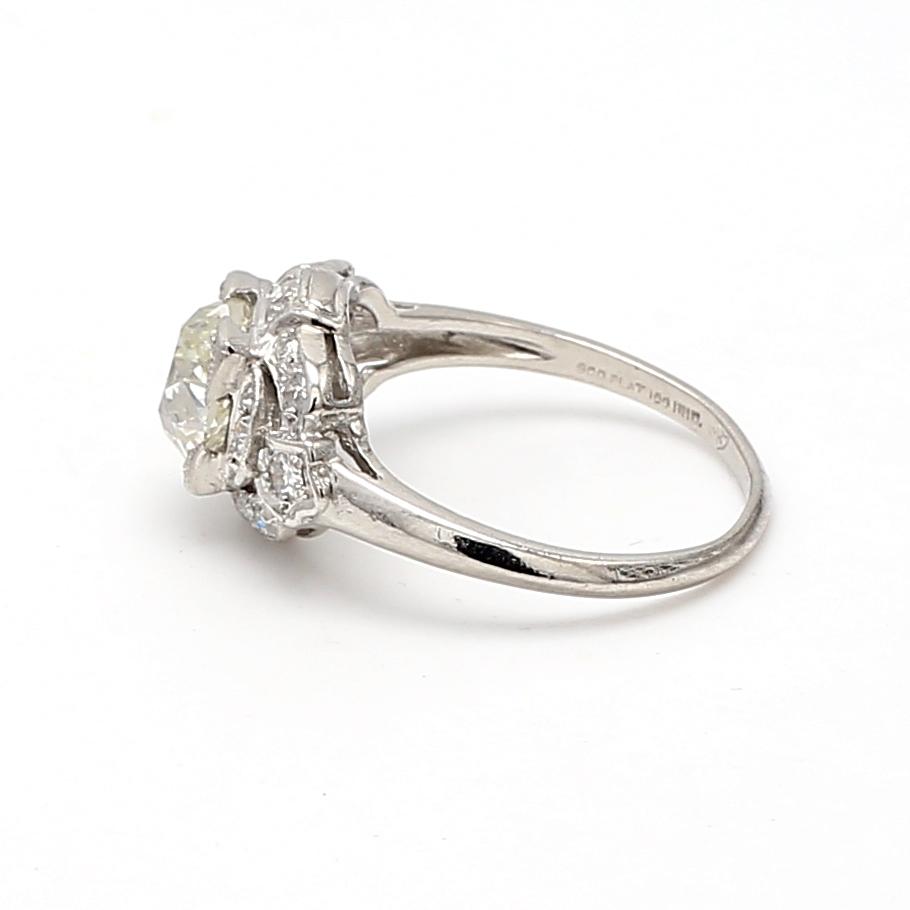 Platinum Wedding Ring with 1.42ct Old European Cut Diamonds Size 6 K-VS1 GIA