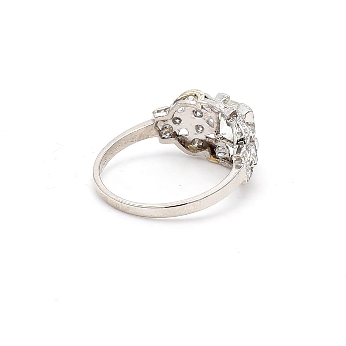 1.47ct Old European Cut K VS1 Diamond Platinum Antique Wedding Ring
