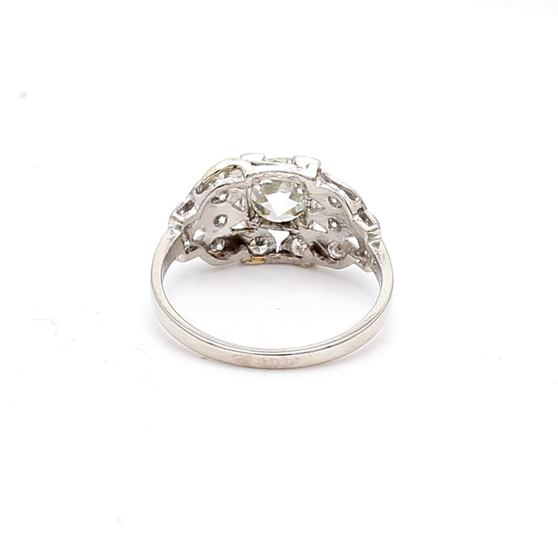 1.47ct Old European Cut K VS1 Diamond Platinum Antique Wedding Ring