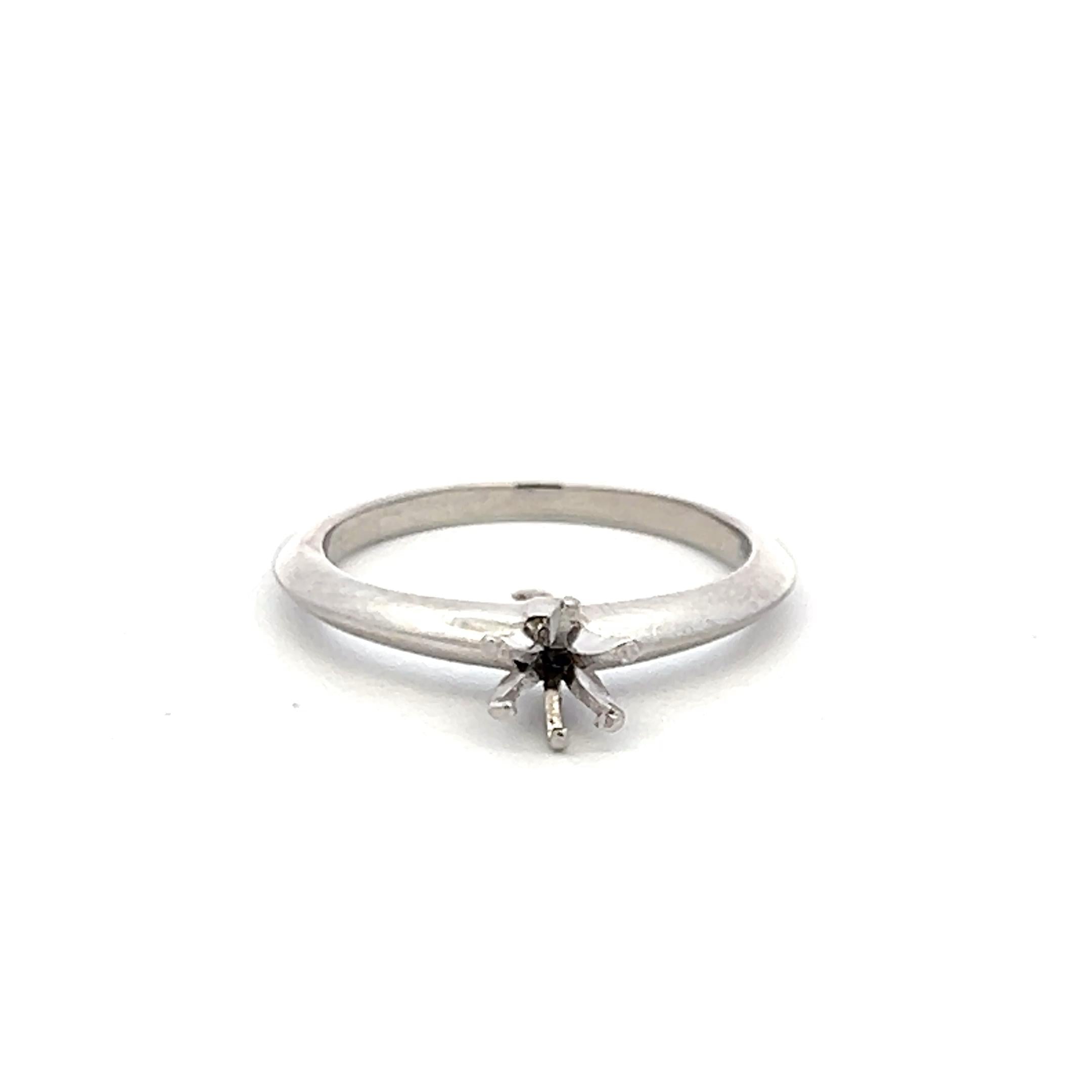 Tiffany & Co Platinum Semi Mount Ring Fits 6mm Center Stone Size 4.75