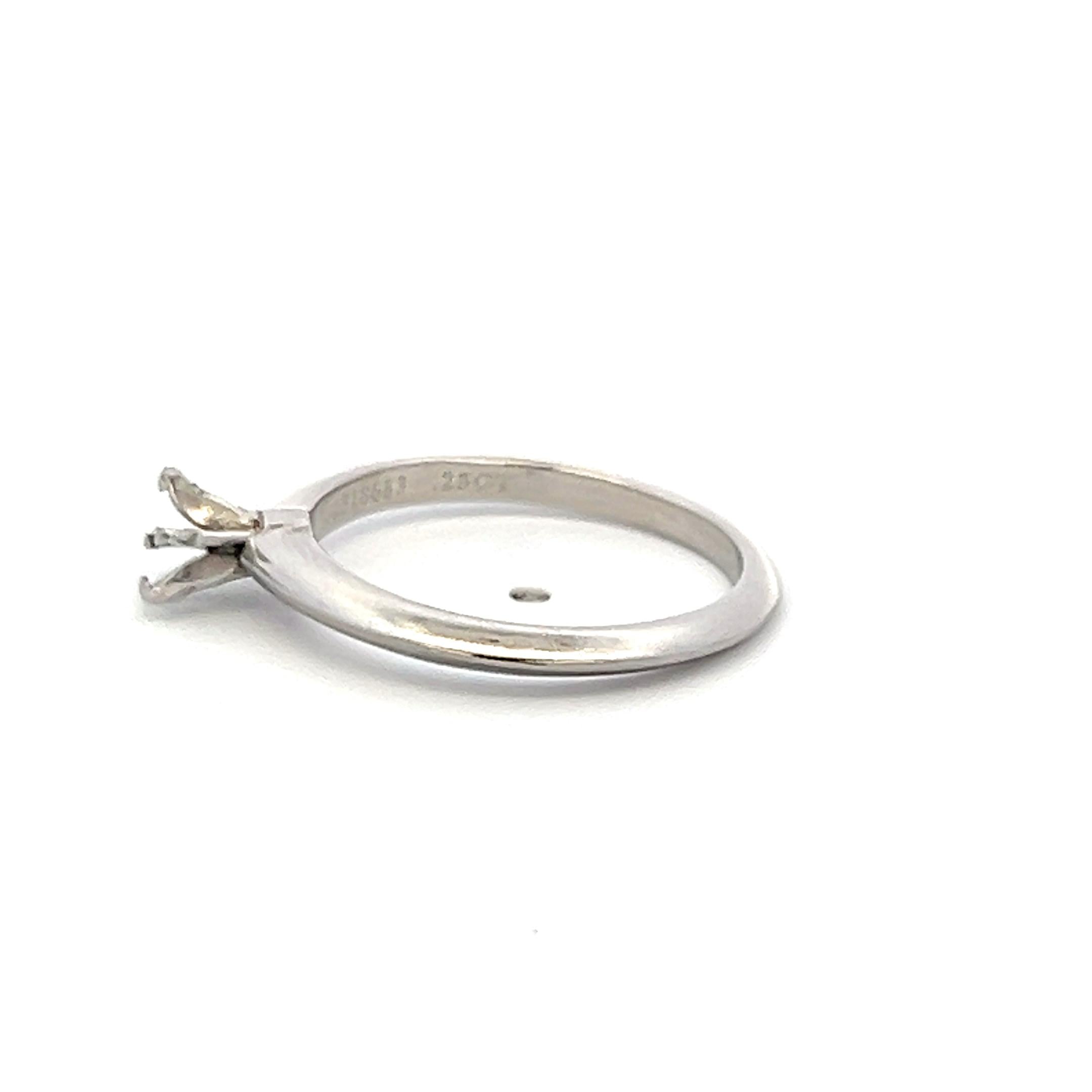 Tiffany & Co Platinum Semi Mount Ring Fits 6mm Center Stone Size 4.75