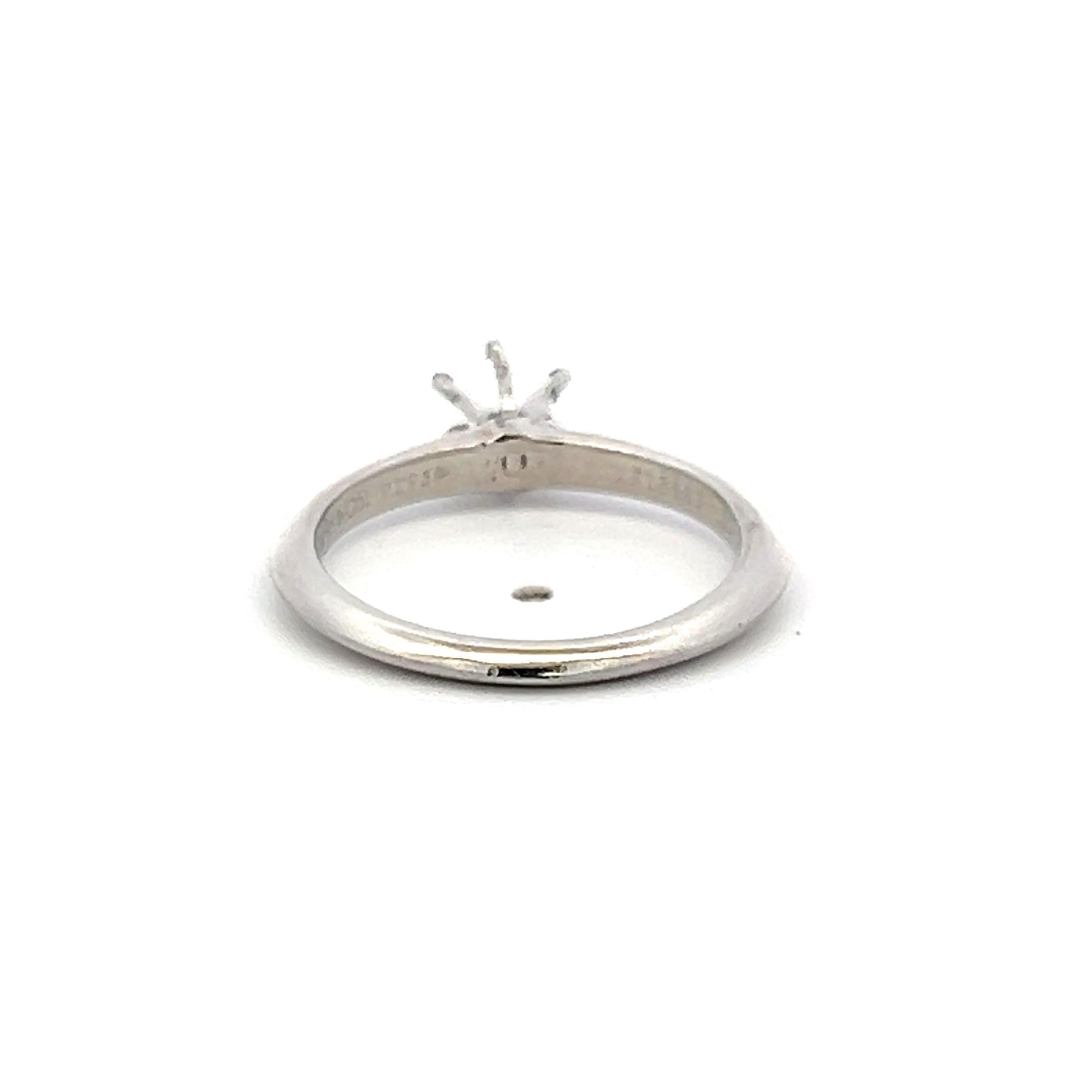 Tiffany & Co Platinum Semi Mount Ring Fits 6mm Center Stone Size 4.75