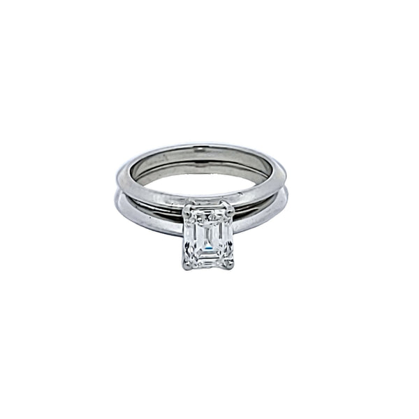 Tiffany & Co 1.06 Carat Emerald Cut G VS1 Diamond Platinum Engagement Ring