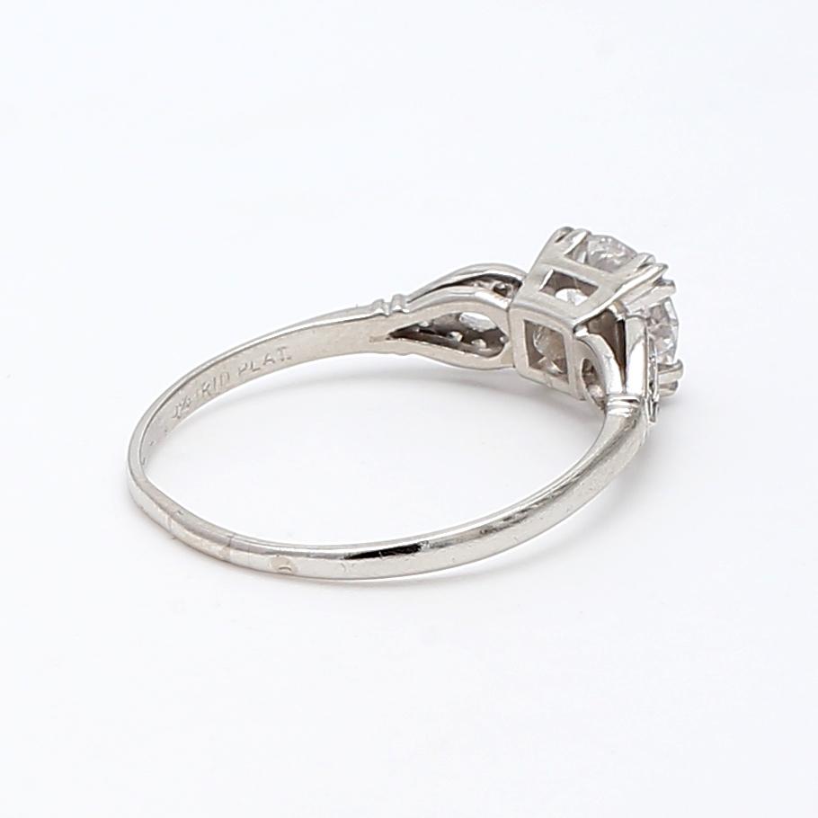 Platinum Engagement Ring with 1.54ct Round & Old European Cut Diamonds J-SI1 GIA
