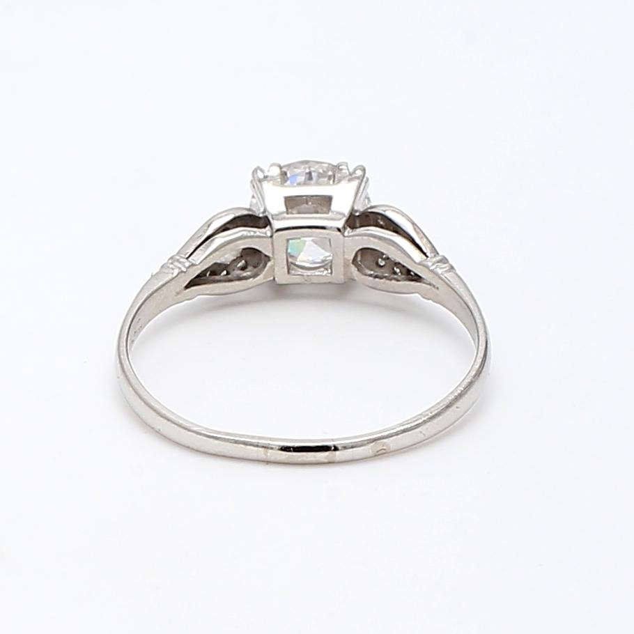 Platinum Engagement Ring with 1.54ct Round & Old European Cut Diamonds J-SI1 GIA