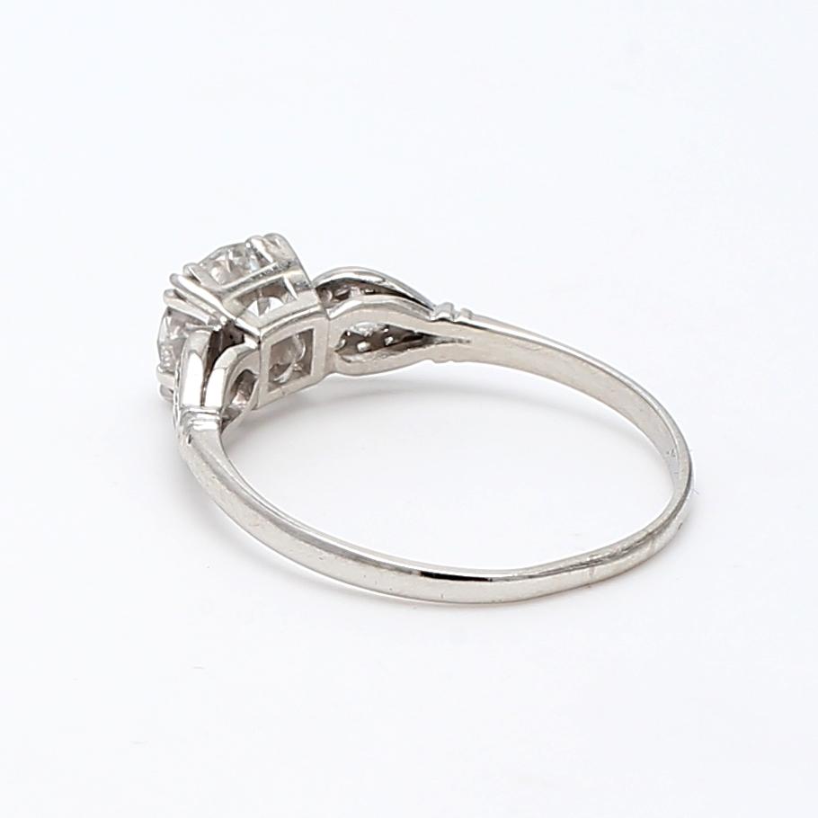 Platinum Engagement Ring with 1.54ct Round & Old European Cut Diamonds J-SI1 GIA