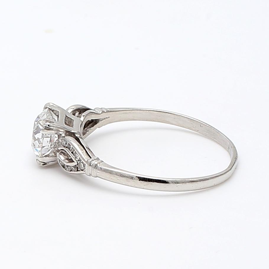 Platinum Engagement Ring with 1.54ct Round & Old European Cut Diamonds J-SI1 GIA