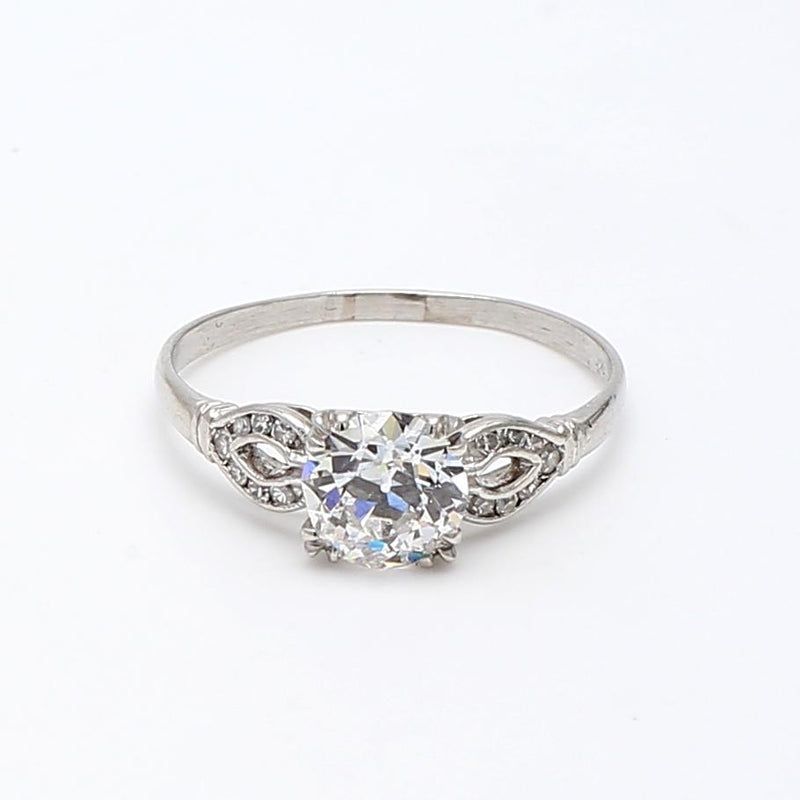 1.54 Carat Old European Cut J SI1 and Diamond Platinum Engagement Ring