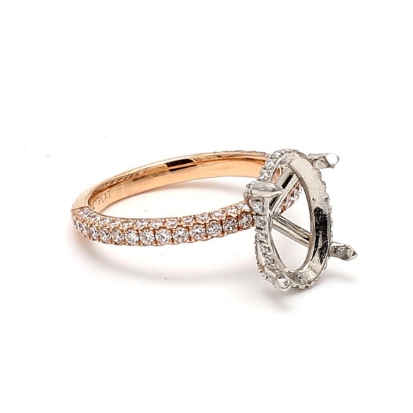 2.18 Carat Round Brilliant H SI1 Diamond 14 Karat Rose Gold Semi Mount Ring