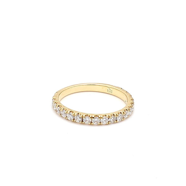 0.58 Carat Round Brilliant G VS1 Diamond 14 Karat Yellow Gold Band Ring