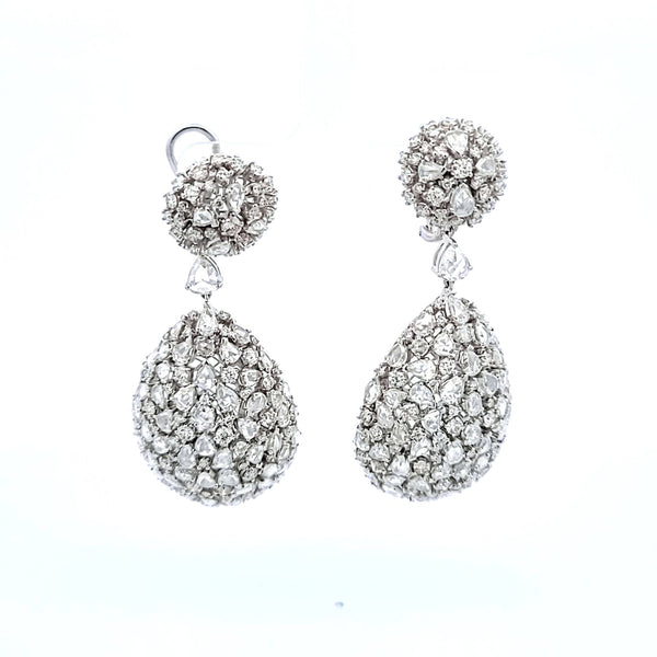 24.20 Carat Pear Shape and Round Brilliant Diamond Platinum Clip On Earrings