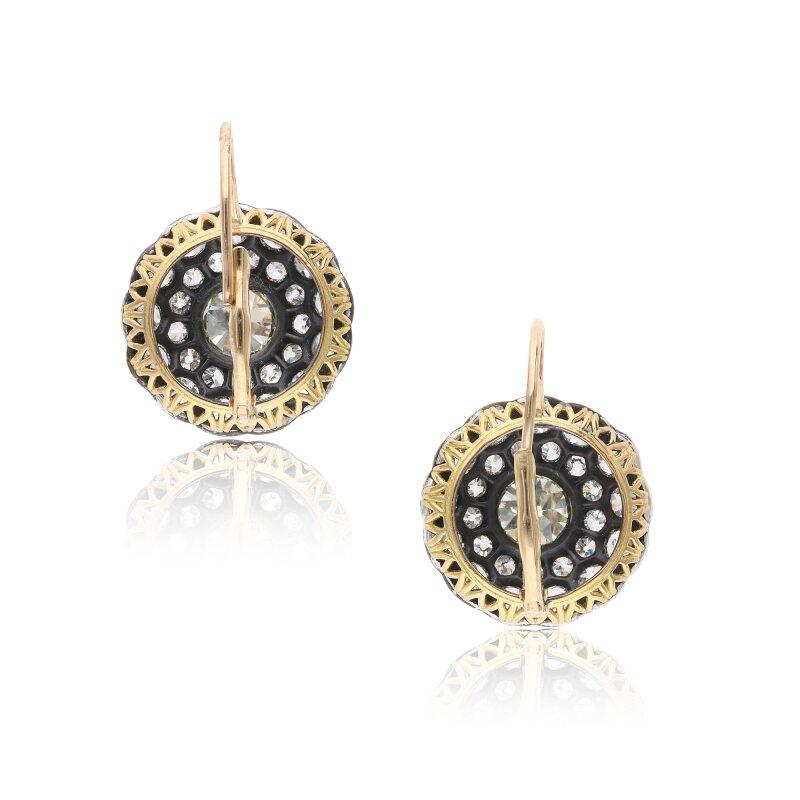 8.52 Carat Old European Cut M–N SI1 Diamond 18K Yellow Gold Antique Hoop Earring