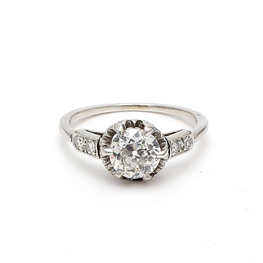 Platinum Engagement Ring with 1.17 Carat Circular Diamonds Size 5.75 J-VS2 GIA
