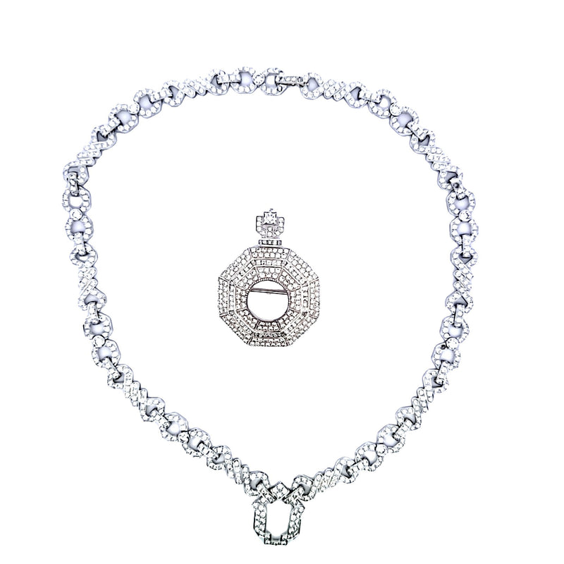 24.18 Carat Round and Princess Cut I VS1 Diamond Platinum Pendant Necklace