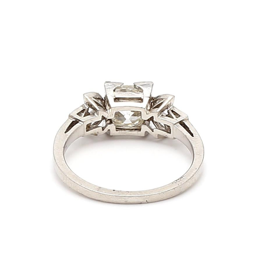 Platinum Art Deco Ring with 1.46 Ct Round Marquis & Circular Diamonds I-SI2 GIA