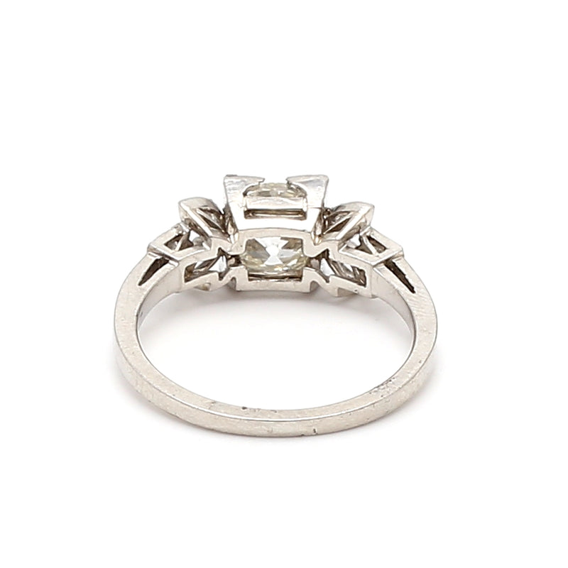 1.20 Carat Old Miner Cut J SI2 Diamond Platinum Engagement Ring