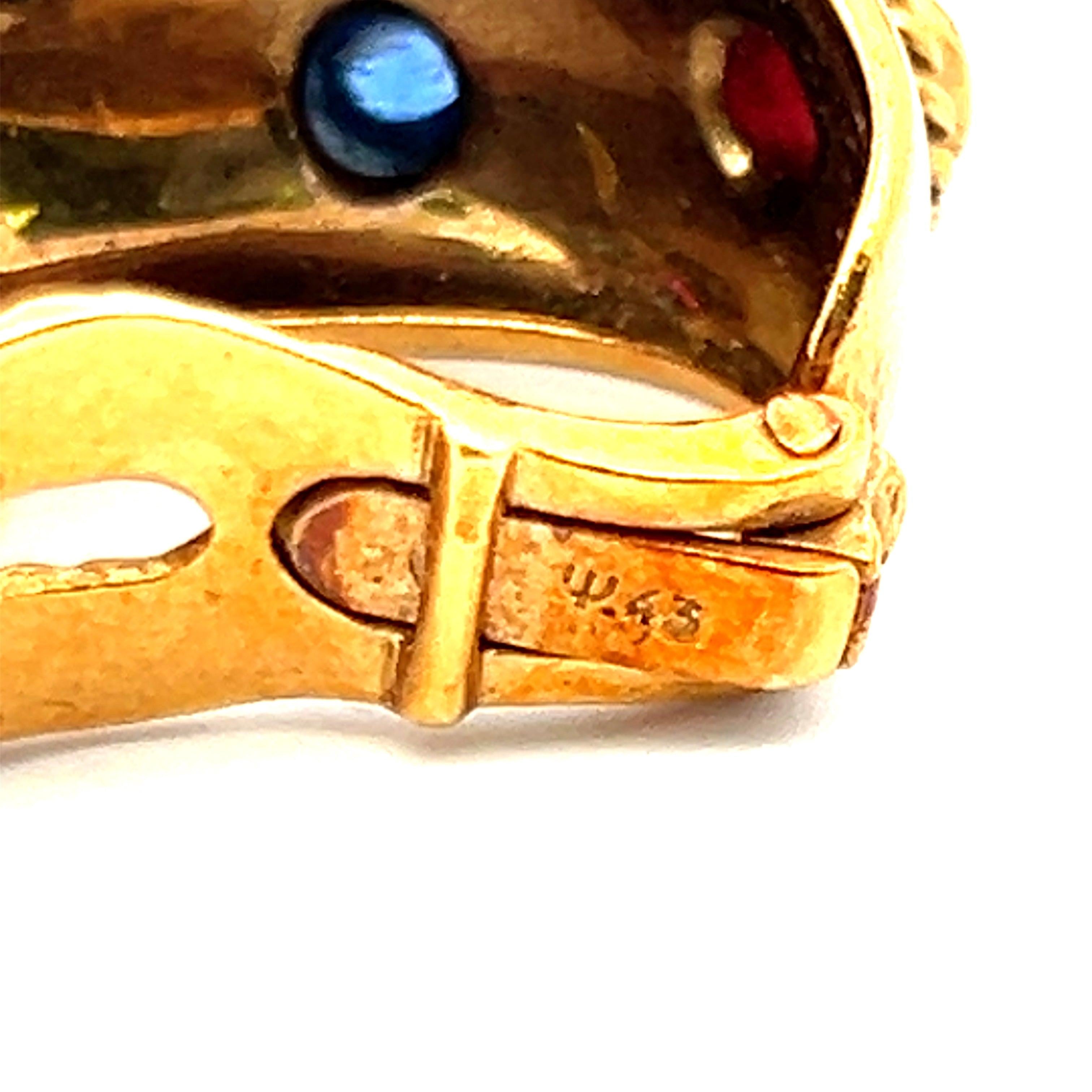 3.00 Carat Emerald Ruby Sapphire 18 Karat Yellow Gold Clip On Earrings