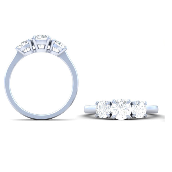 Lab-Grown 1.62 Carat Round E-VVS2 Diamond Platinum 3 Stones Ring