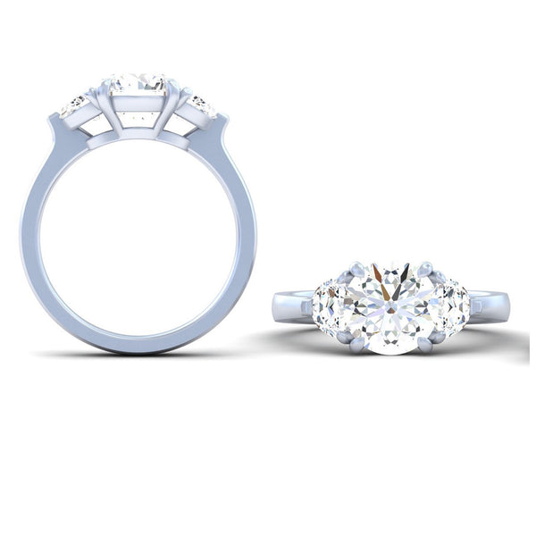 Lab-Grown 2.13 Carat Round E-VS1 Diamond Platinum 3 Stones Ring