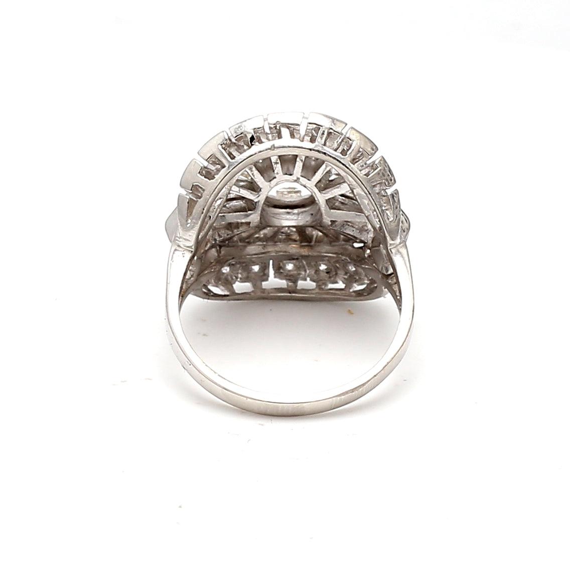 3.06 Carat Round Brilliant and Baguette Shape Diamond Platinum Semi Mount Ring