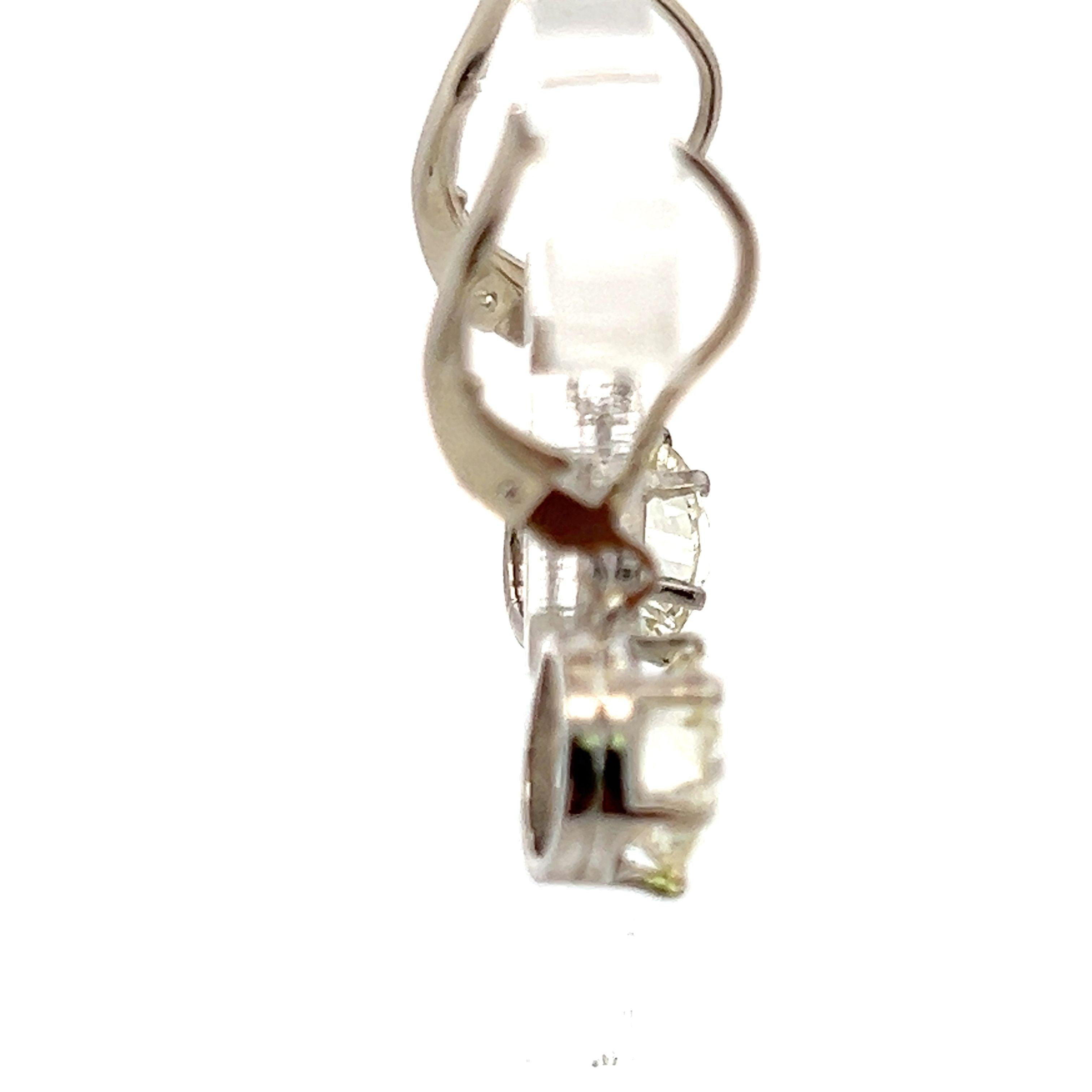 3.18 Carat Circular Brilliant and Old European Diamond 14K WG Leverback Earrings