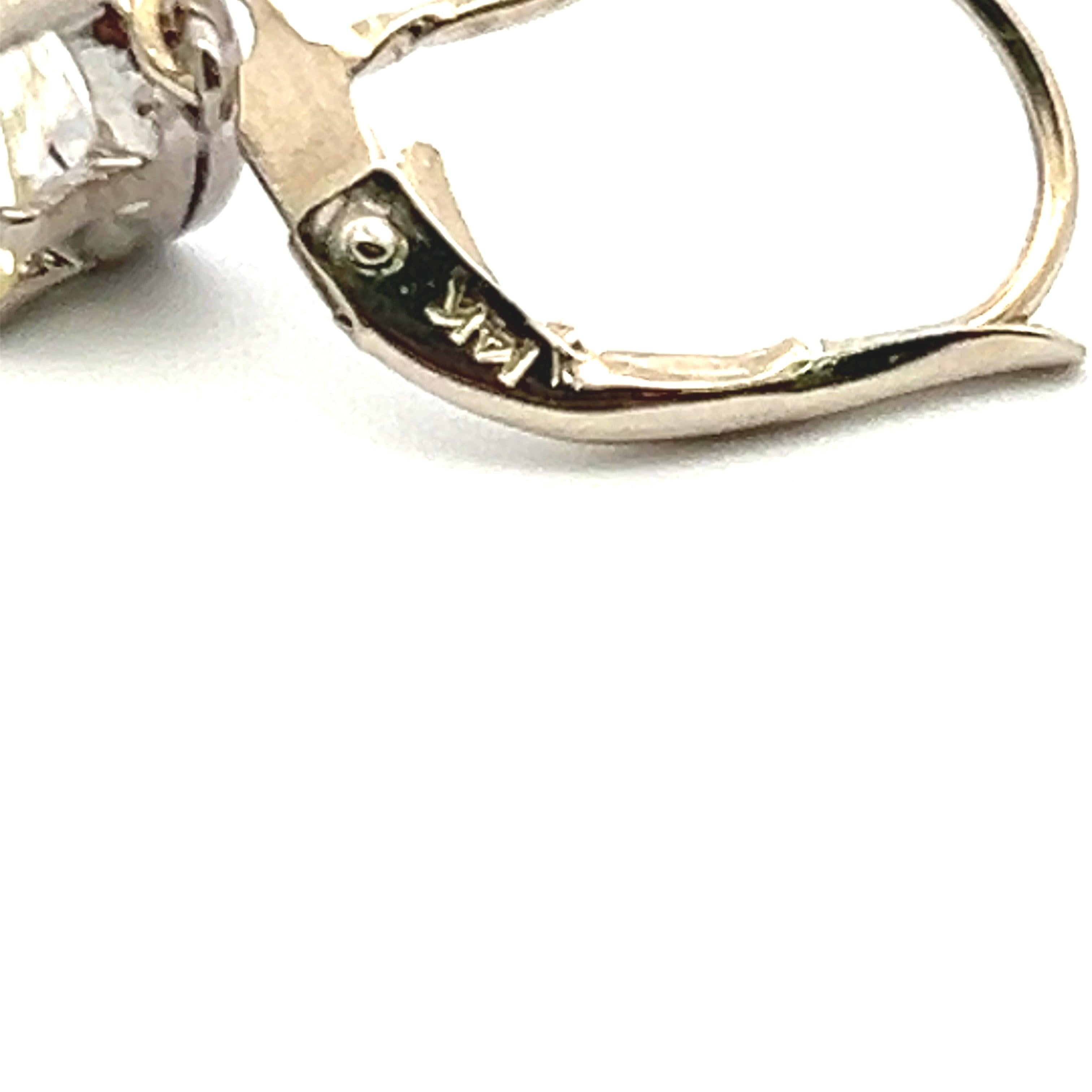 3.18 Carat Circular Brilliant and Old European Diamond 14K WG Leverback Earrings