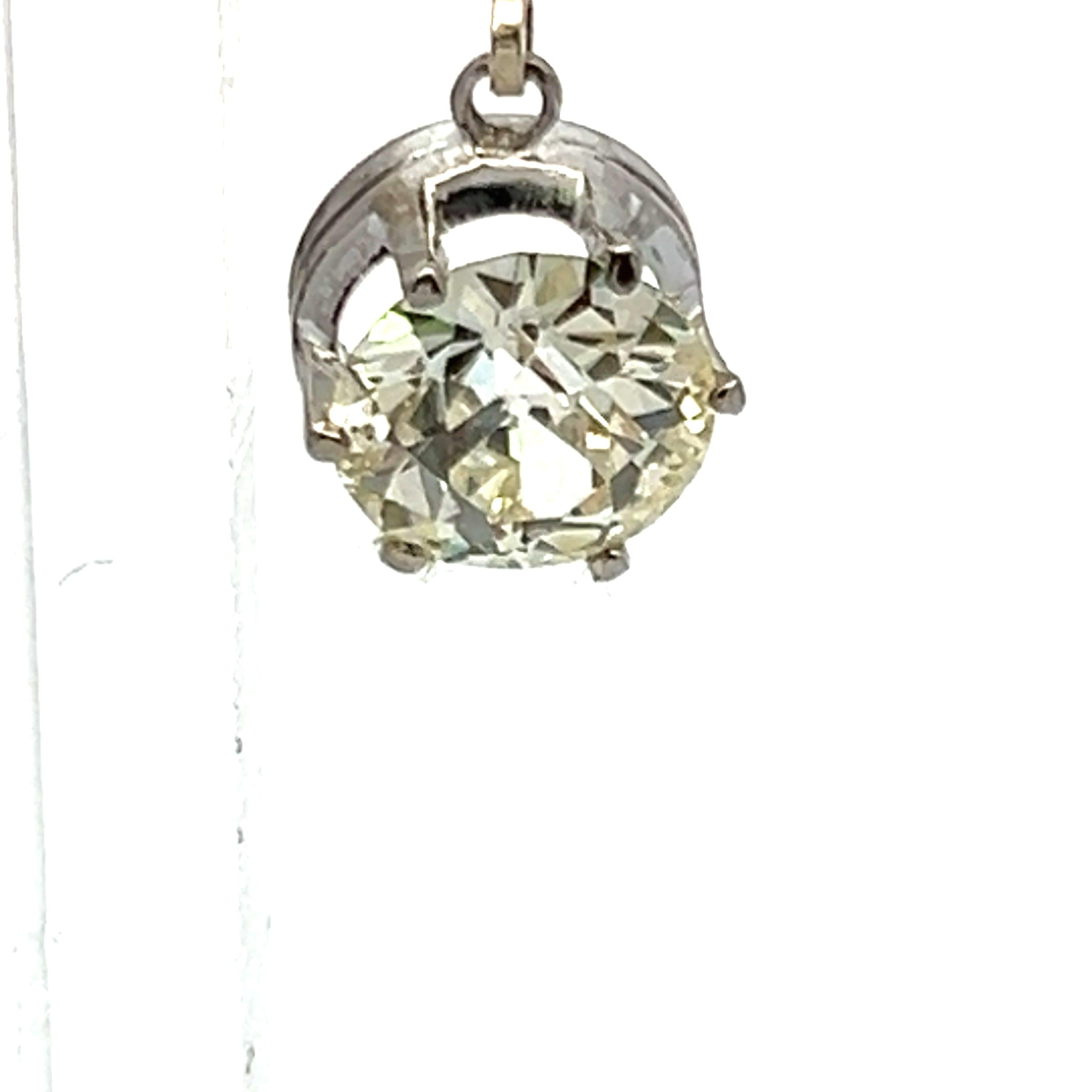 3.18 Carat Circular Brilliant and Old European Diamond 14K WG Leverback Earrings