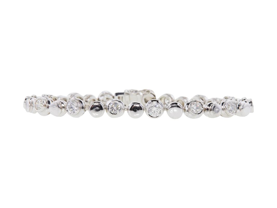 3.50 Carat Round Brilliant I-SI1 Diamond 18 Karat White Gold Bracelet