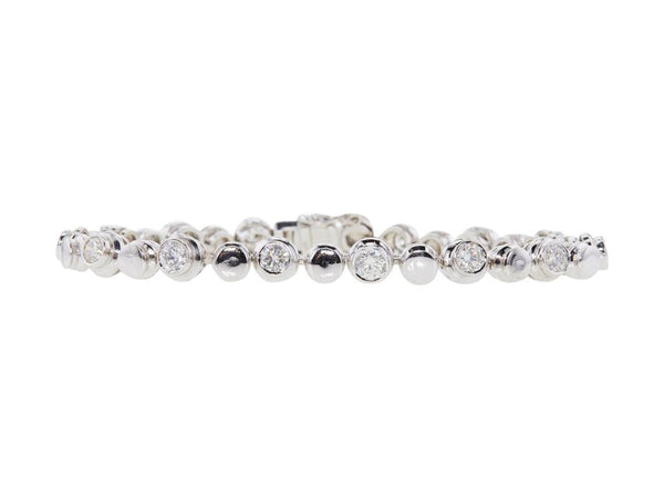 3.50 Carat Round Brilliant I-SI1 Diamond 18 Karat White Gold Bracelet