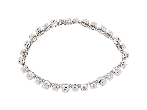 3.50 Carat Round Brilliant I-SI1 Diamond 18 Karat White Gold Bracelet