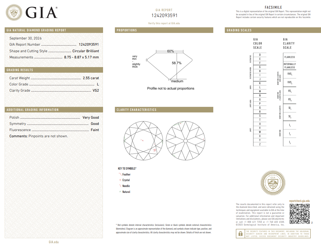 2.55 Carat Old European Cut Diamond L-VS2 Heritage Cut Bridal GIA Certified