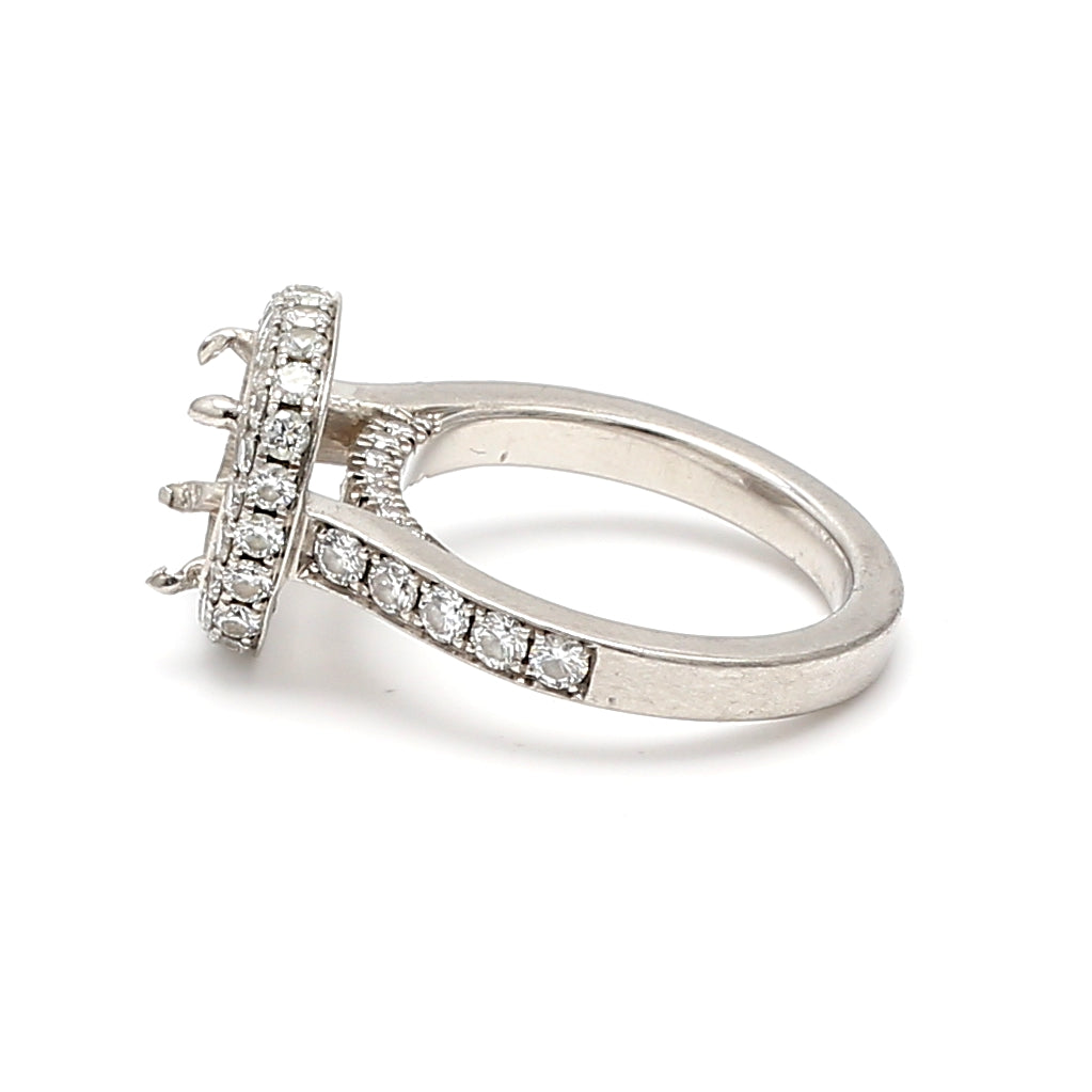 1.60 Carat Round Brilliant G SI1 Diamond Platinum Semi Mount Ring