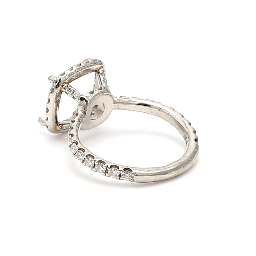 0.96 Carat Round Brilliant G VS2 Diamond Platinum Semi Mount Ring