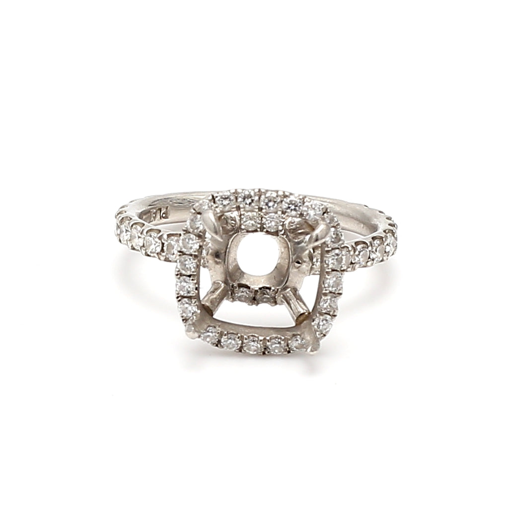 0.96 Carat Round Brilliant G VS2 Diamond Platinum Semi Mount Ring