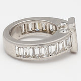 3.40 Carat Emerald Cut E VS1 and Round Brilliant F VS1 Diamond Platinum Semi Mount Ring