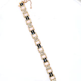 4.18 Carat Princess Cut Sapphire 2.00 Carat Round Diamond 14 Karat Yellow Gold Link Bracelet