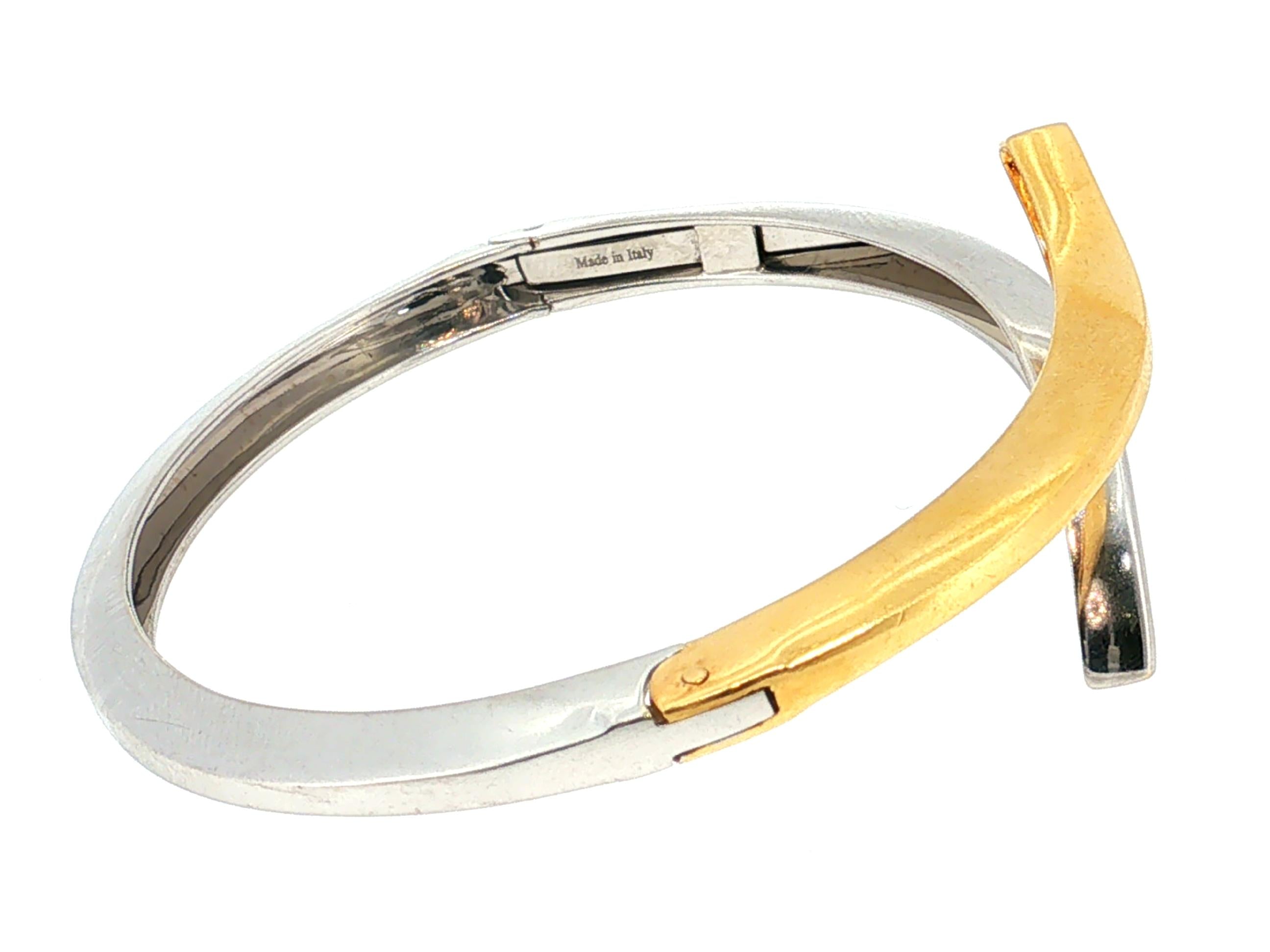 Damiani 18K Two Tone Gold Bangle Bracelet with 0.02 Carat Round H-SI1 Diamond