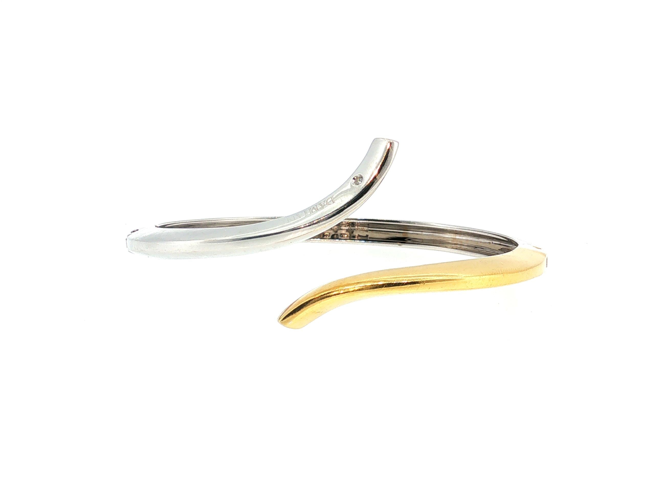 Damiani 18K Two Tone Gold Bangle Bracelet with 0.02 Carat Round H-SI1 Diamond