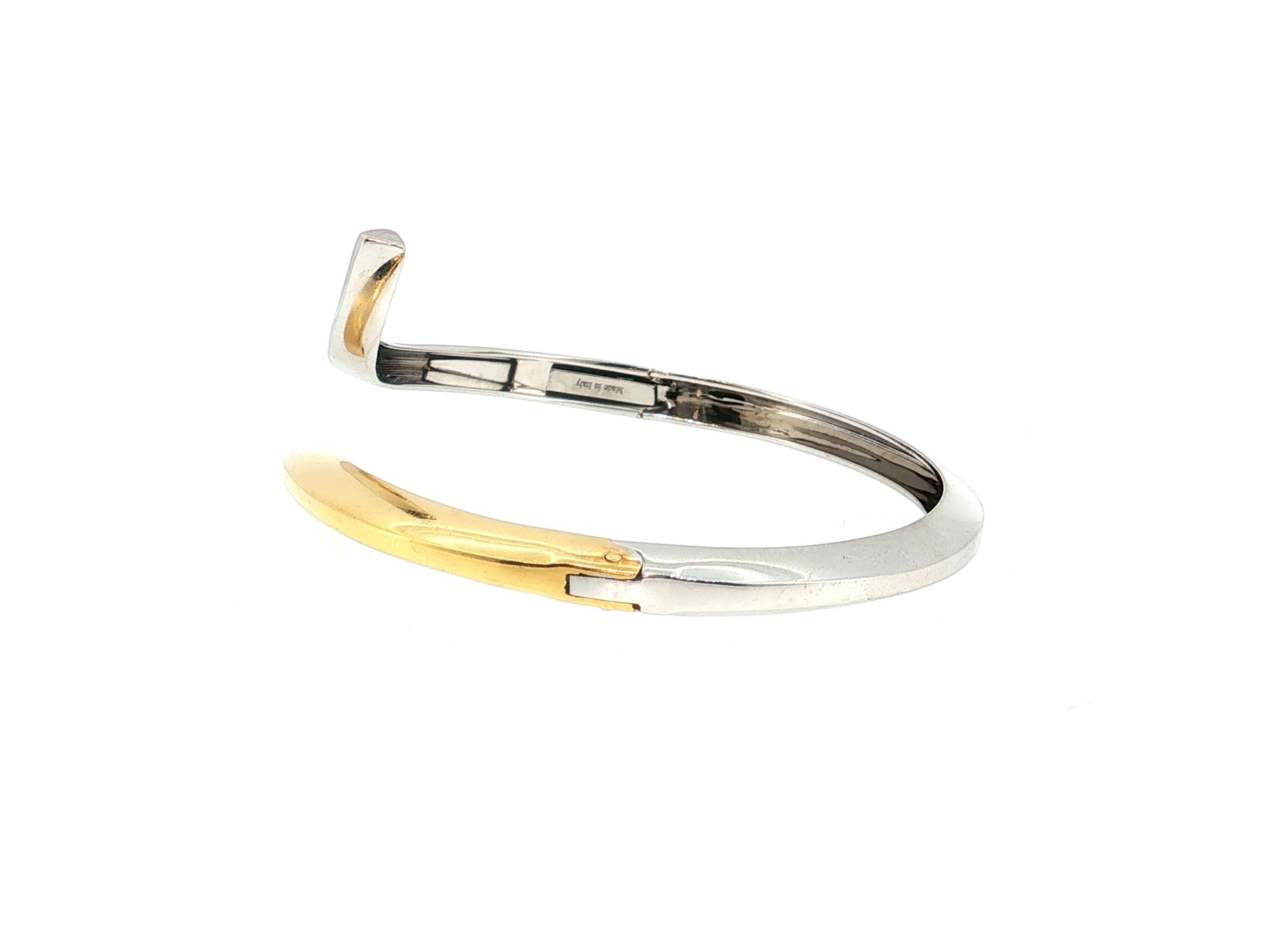 Damiani 18K Two Tone Gold Bangle Bracelet with 0.02 Carat Round H-SI1 Diamond