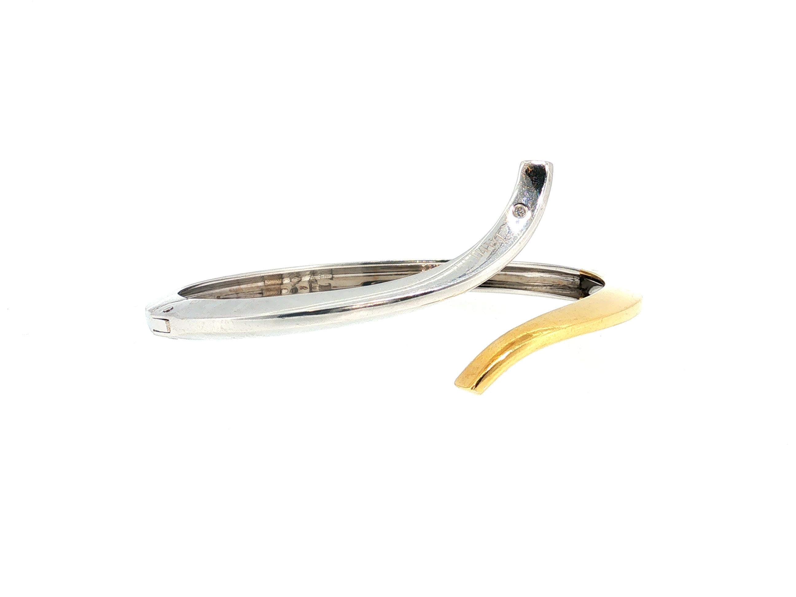 Damiani 18K Two Tone Gold Bangle Bracelet with 0.02 Carat Round H-SI1 Diamond