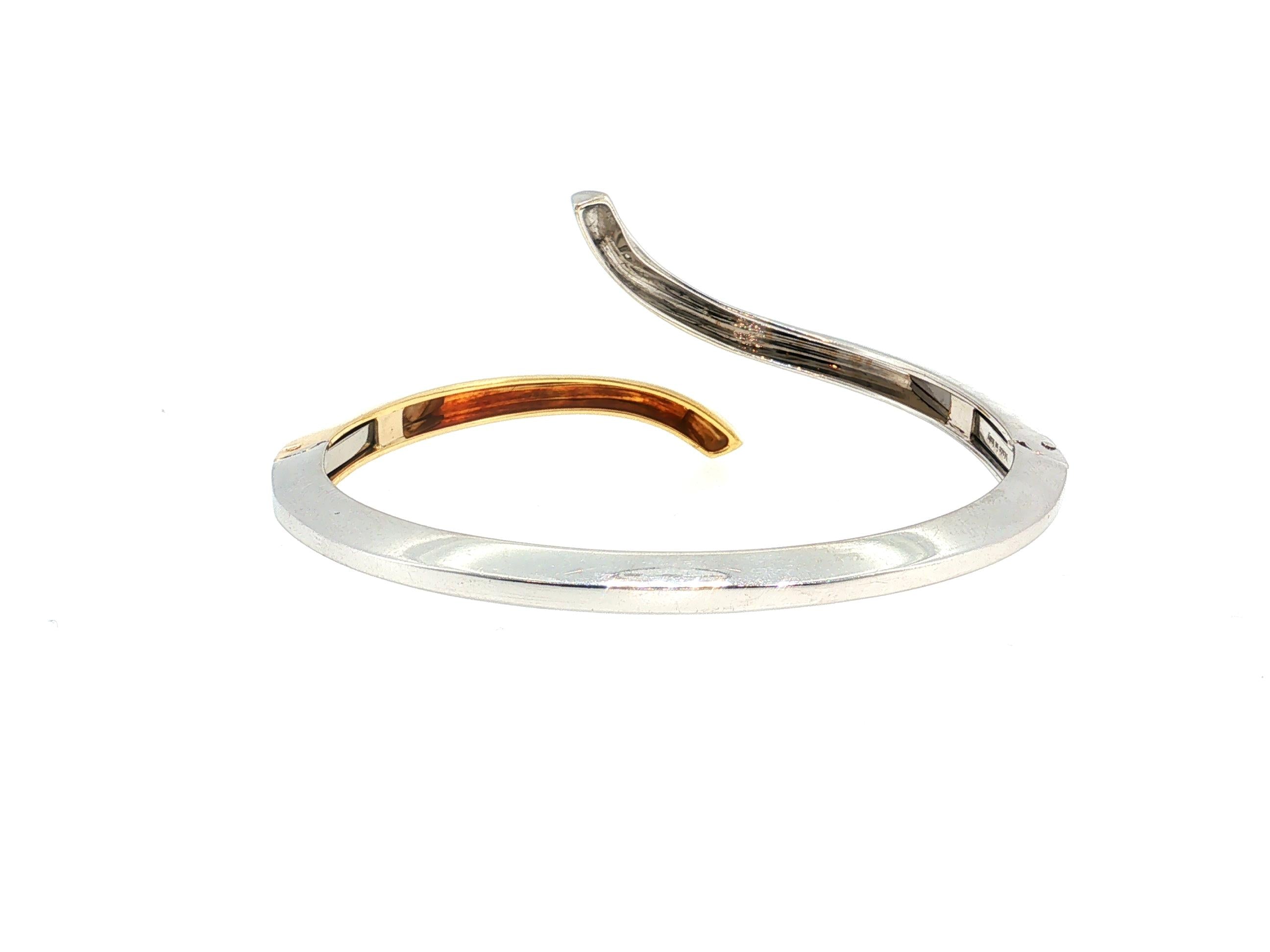 Damiani 18K Two Tone Gold Bangle Bracelet with 0.02 Carat Round H-SI1 Diamond